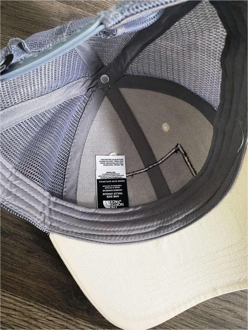 The North Face Ivory and Grey Two Tone Colorblock Trucker Hat